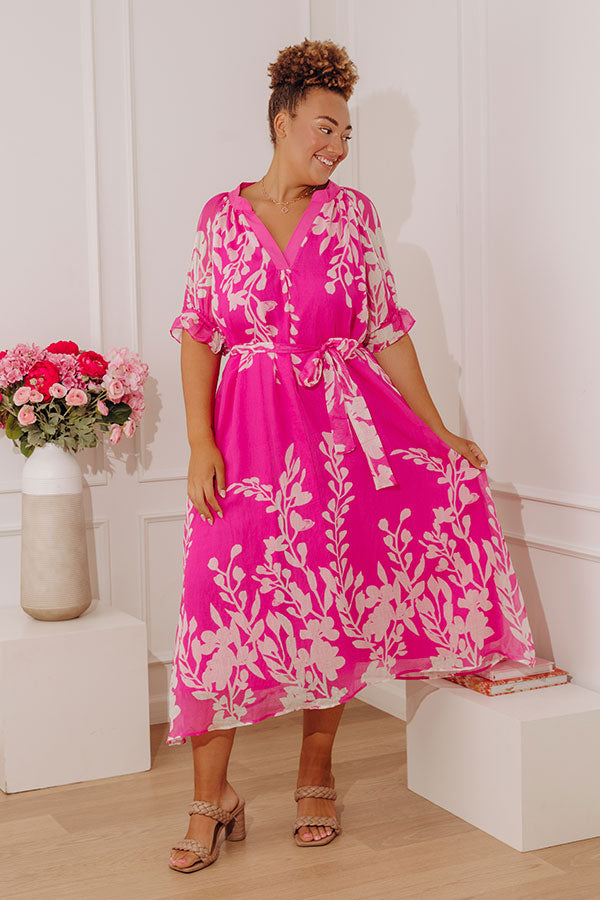 bright pink dress midi Bright Pink Midi Dress - All Dresses