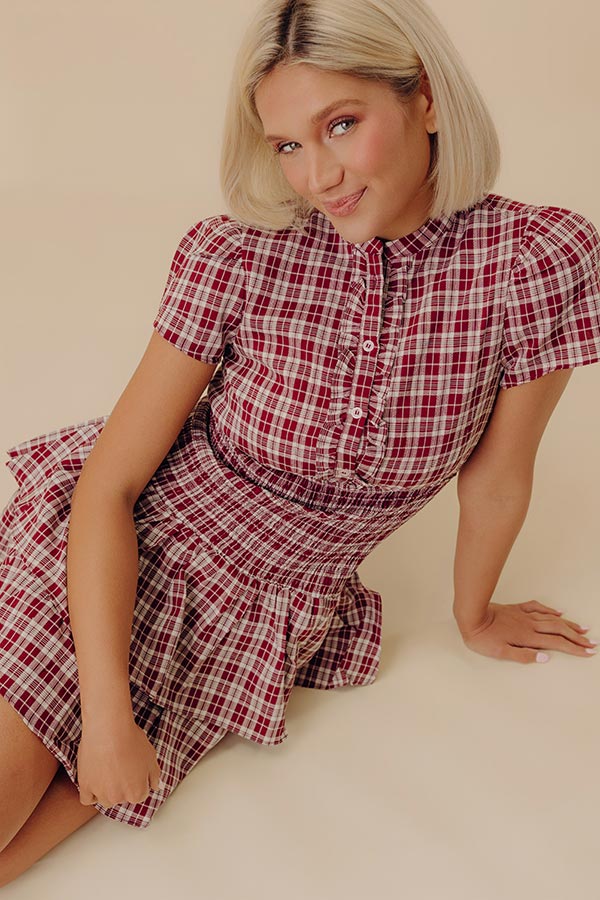 Talk Plaid To Me Smocked Mini Dress – Impressions Online Boutique