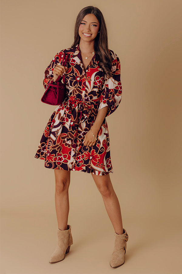 Mulled Wine Floral Mini Dress – Impressions Online Boutique