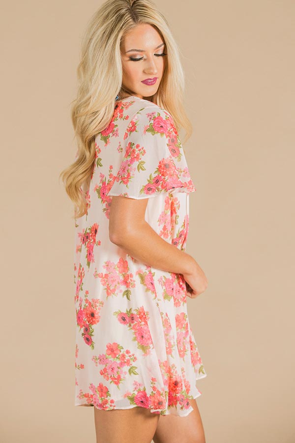 The Gemma Lace Up Tunic Dress In Patio Pretty Chiffon The Gemma Lace Up Tunic Dress In Patio Pretty Chiffon