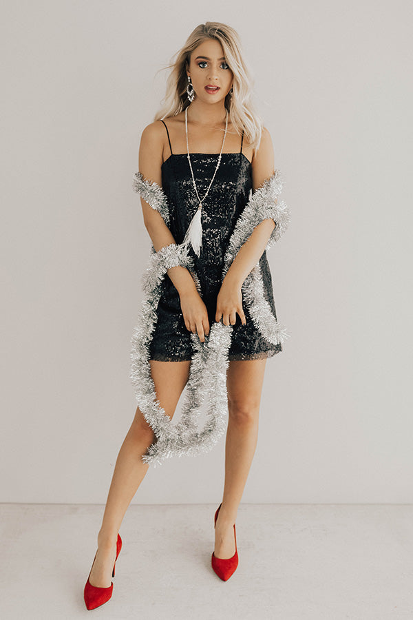 Hollywood Spritzer Sequin Shift Dress in Black Hollywood Spritzer Sequin Shift Dress in Black