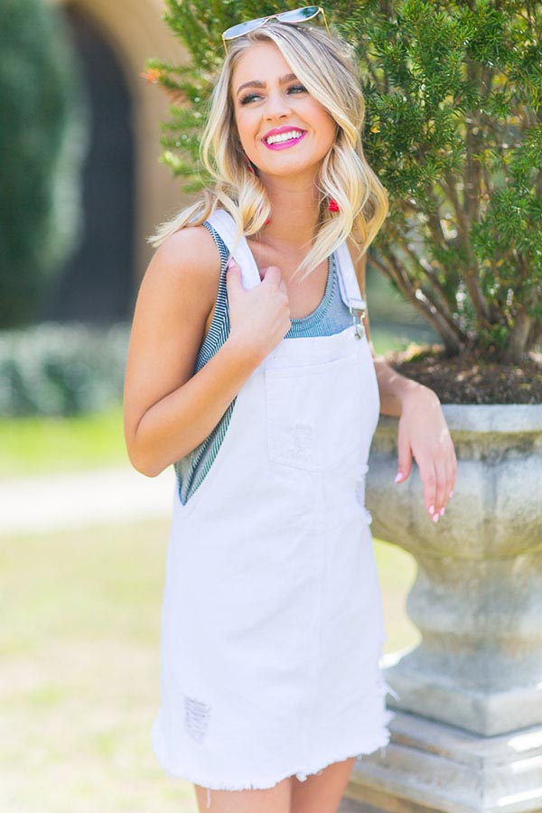Coffee In Calabasas Distressed Overall Dress in White Impressions Online Boutique Coffee In Calabasas Distressed Overall Dress in White Impressions Online Boutique