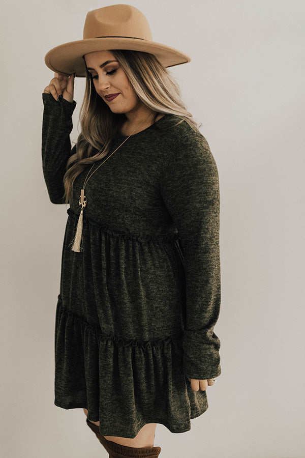 Toast Of The Town Shift Dress In Olive Curves Toast Of The Town Shift Dress In Olive Curves
