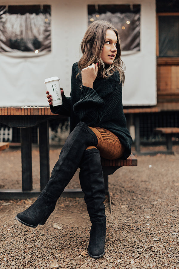The Haven Faux Suede Knee High Boot in Black The Haven Faux Suede Knee High Boot in Black