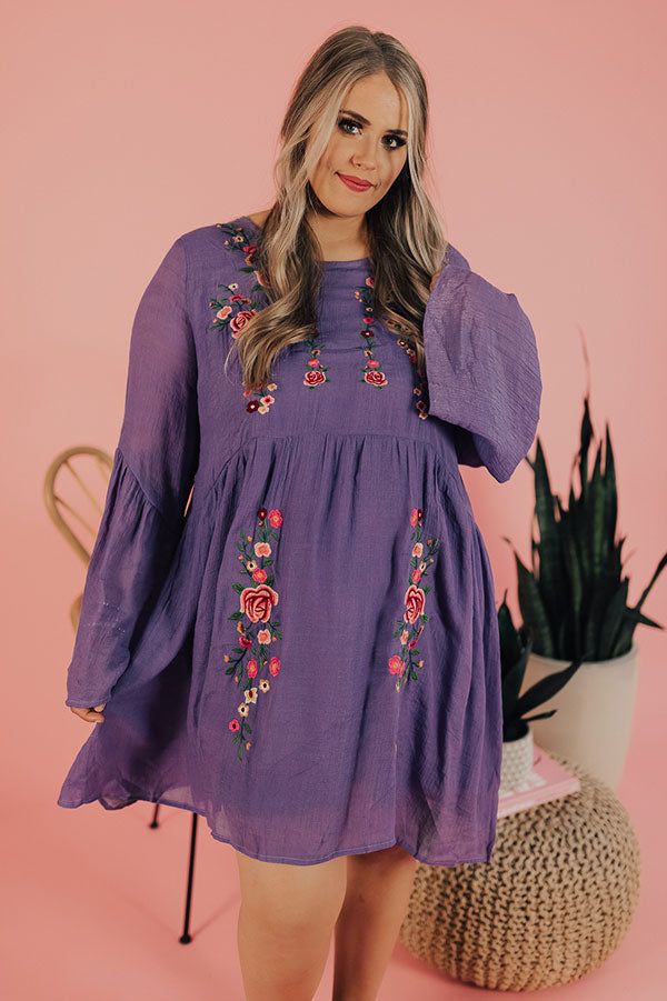 Stealing Your Heart Embroidered Shift Dress In Ultra Violet Curves Stealing Your Heart Embroidered Shift Dress In Ultra Violet Curves