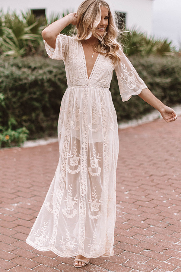 Lovely In London Lace Maxi In Cream Lovely In London Lace Maxi In Cream