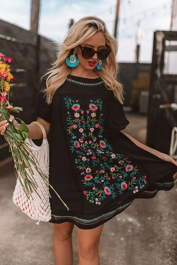 Dreaming Of Summer Embroidered Dress In Black Dreaming Of Summer Embroidered Dress In Black