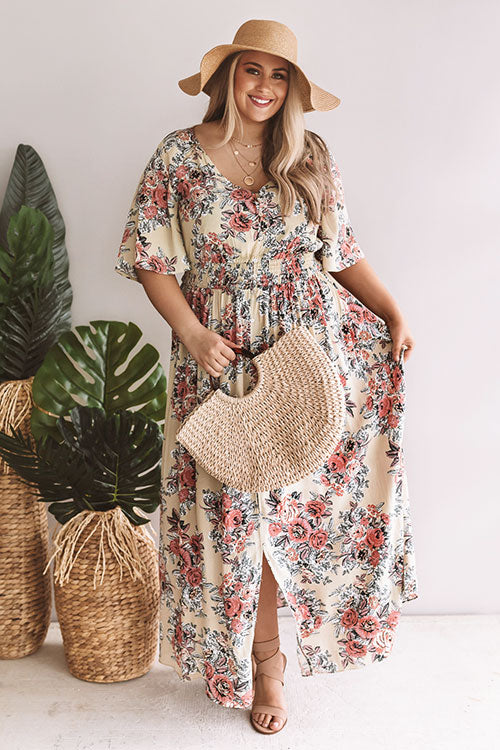 bayside florals maxi dress Cotton Blue Floral Maxi Dress - All Dresses