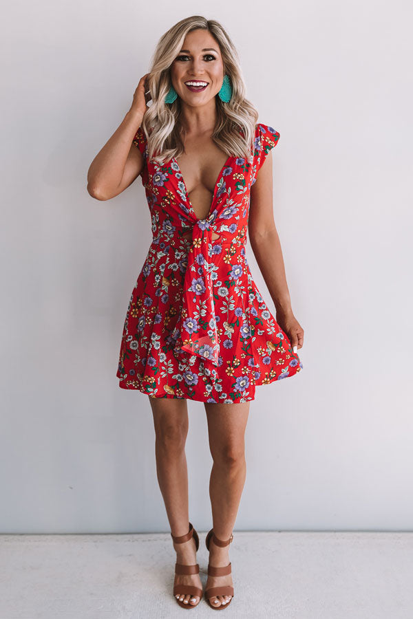 Peony Party Wrap Dress in Red Peony Party Wrap Dress in Red