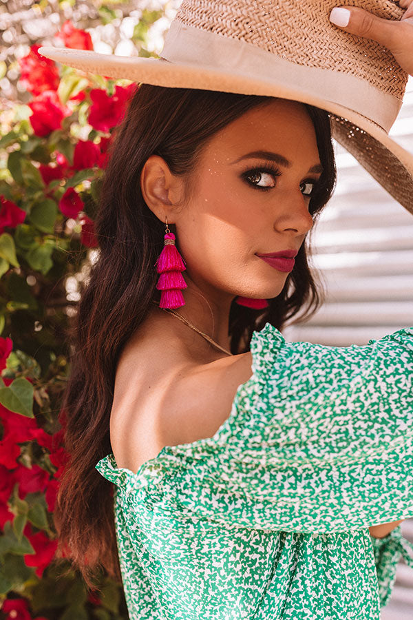Color Me Lovely Tassel Earrings In Hot Pink
