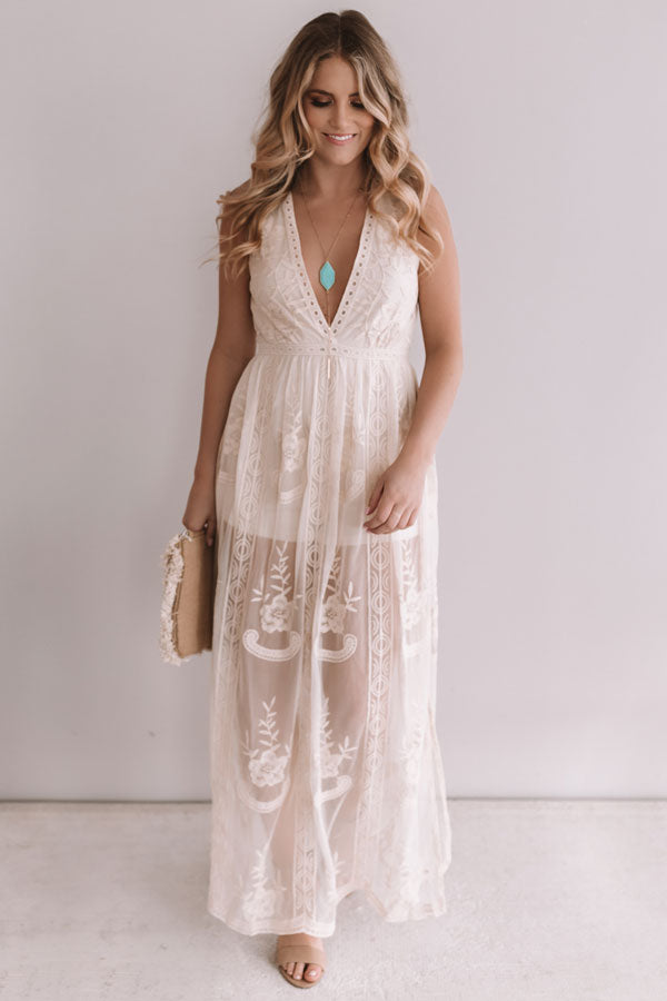 Lovely In London Sleeveless Maxi Dress In Iced Latte Lovely In London Sleeveless Maxi Dress In Iced Latte
