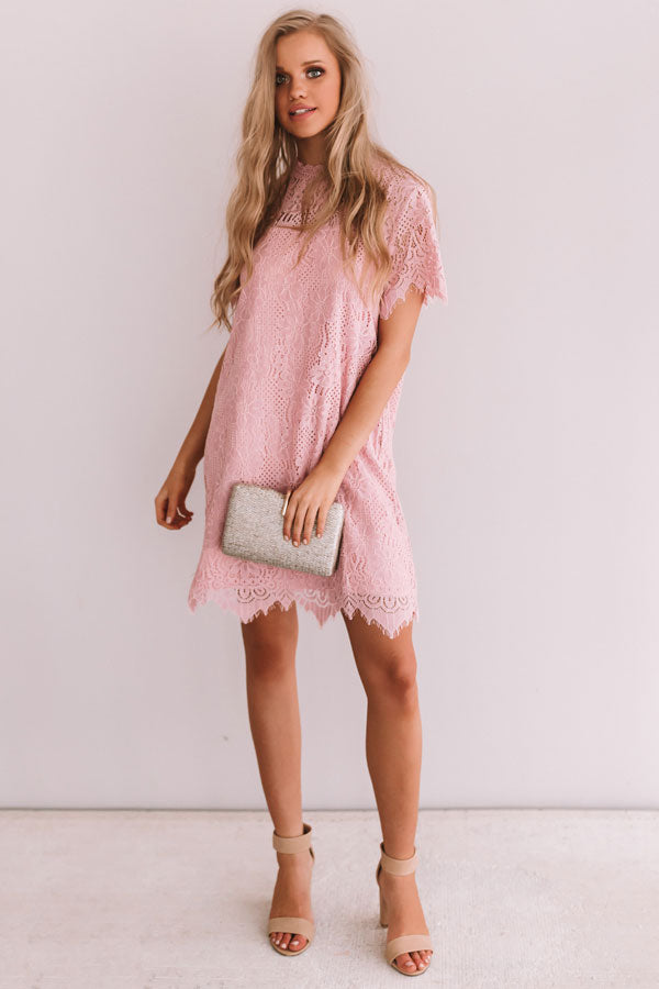lace shift dress pink Hand-Embroidered Sequin Floral Lace Shift Dress in BLUSH - Sale