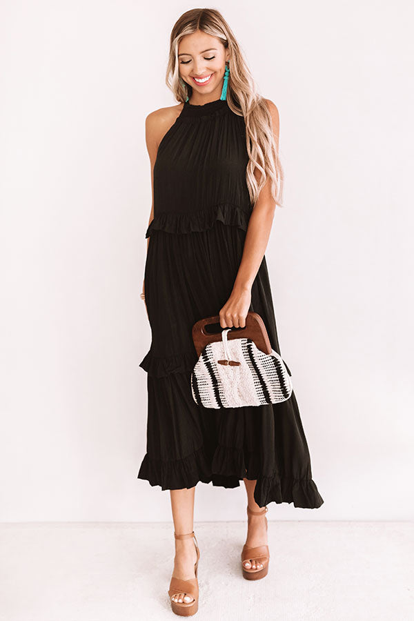 On Holiday Ruffle Maxi In Black Impressions Online Boutique On Holiday Ruffle Maxi In Black Impressions Online Boutique