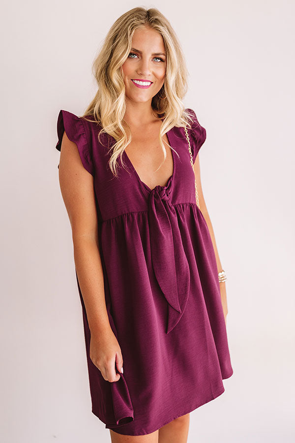 windsor purple dress Champs And Cheers Front Tie Dress in Windsor Wine – Impressions Online Boutique