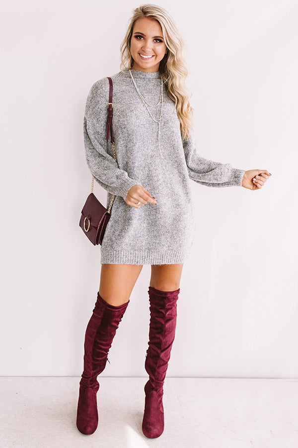 Cheers For Cozy Sweater Dress In Dark Grey Cheers For Cozy Sweater Dress In Dark Grey