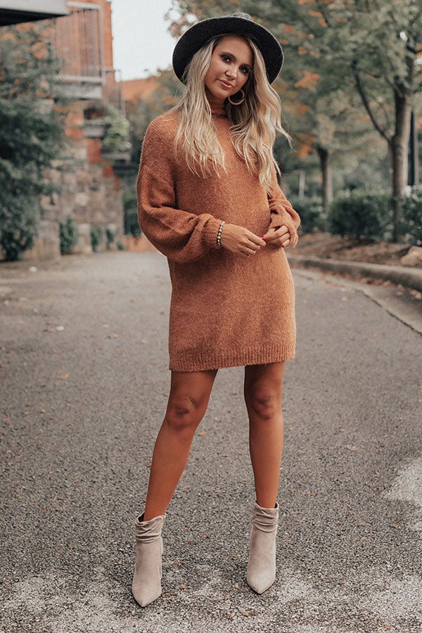 cozy sweater dresses Cheers For Cozy Sweater Dress In Rust