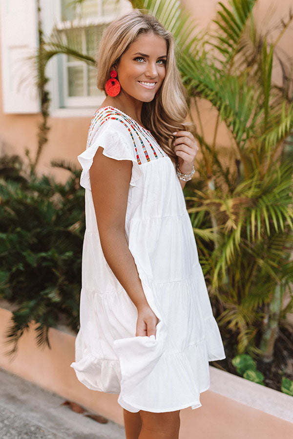 Cabo Cantina Embroidered Shift Dress in White Cabo Cantina Embroidered Shift Dress in White