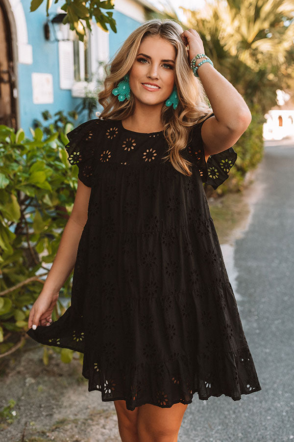 Easy To Excite Eyelet Shift Dress In Black Easy To Excite Eyelet Shift Dress In Black