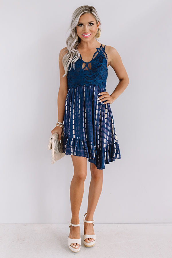 Cayman Isle Cutie Crochet Dress In Navy Cayman Isle Cutie Crochet Dress In Navy