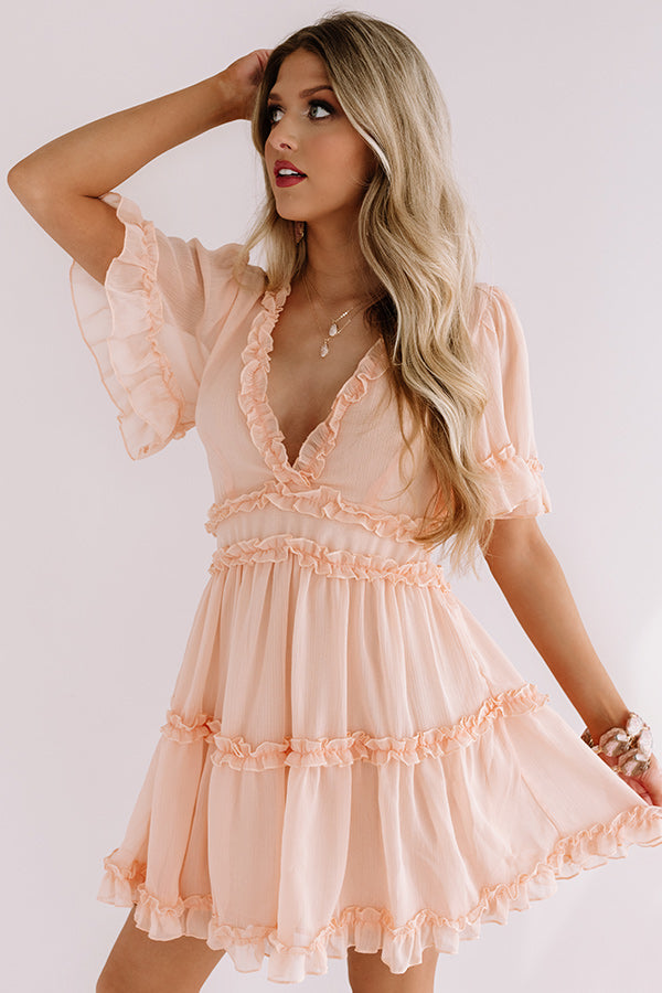 Tea Party Perfection Ruffle Dress In Peach Tea Party Perfection Ruffle Dress In Peach