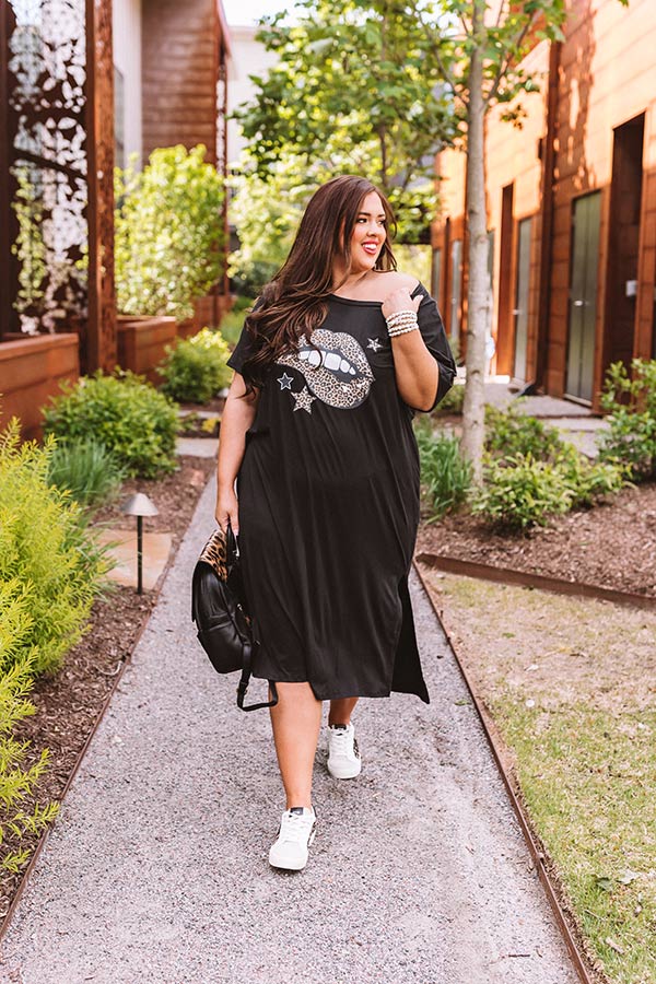 lips t shirt dress Plus Size White Red Lips Graphic T-shirt Dress