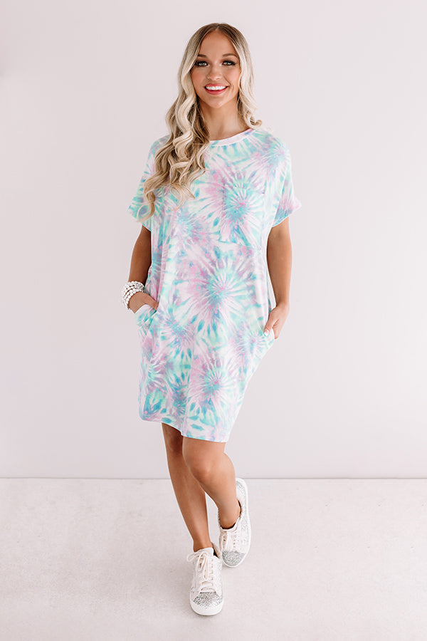 Beachy Mood Tie Dye T-Shirt Dress in Ocean Wave Beachy Mood Tie Dye T-Shirt Dress in Ocean Wave