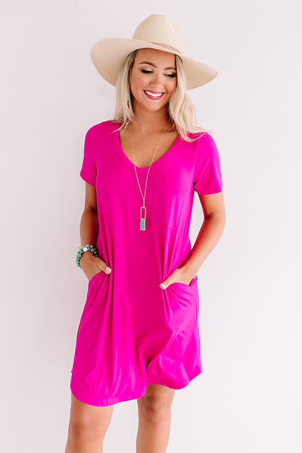 fuchsia t shirt dress Summertime Vibes T-Shirt Dress In Fuchsia Curves