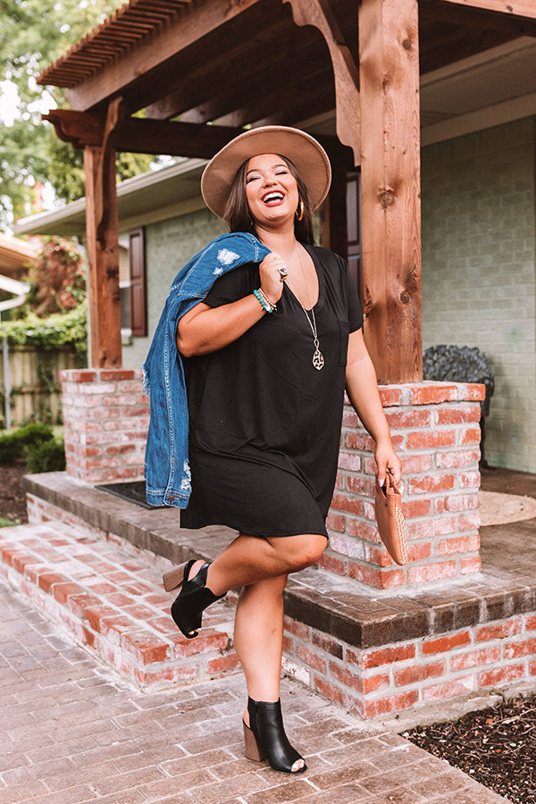 Summertime Vibes T-Shirt Dress In Black Curves