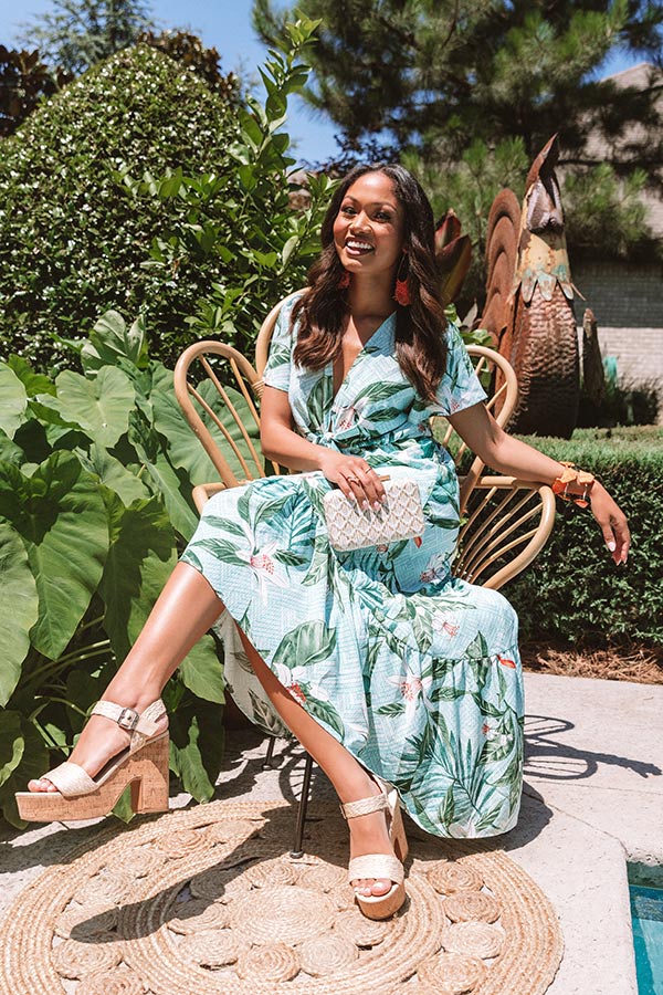 Secret Island Front Tie Ruffle Dress In Green Secret Island Front Tie Ruffle Dress In Green