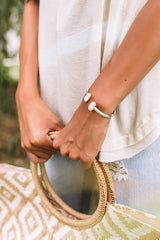 Elton Silver Cuff Bracelet in Ivory Mother Of Pearl