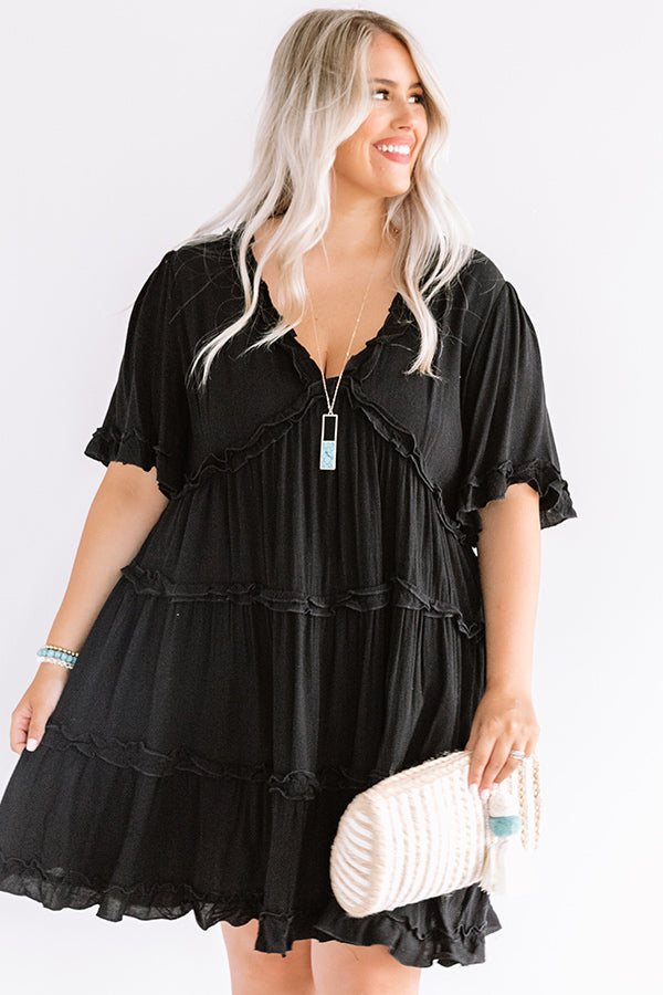 High Spirited Babydoll Dress In Black Curves High Spirited Babydoll Dress In Black Curves