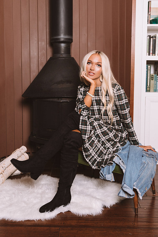 Cinnamon And Spice Plaid Babydoll Dress In Green Cinnamon And Spice Plaid Babydoll Dress In Green