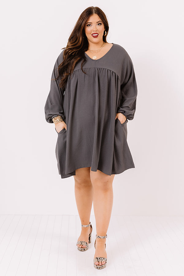 Charming Pose Babydoll Dress In Charcoal Curves Impressions Online Boutique Charming Pose Babydoll Dress In Charcoal Curves Impressions Online Boutique