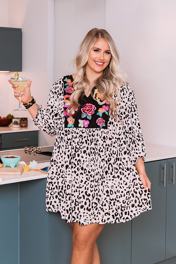 Brilliant Babe Embroidered Leopard Shift Dress Curves Brilliant Babe Embroidered Leopard Shift Dress Curves