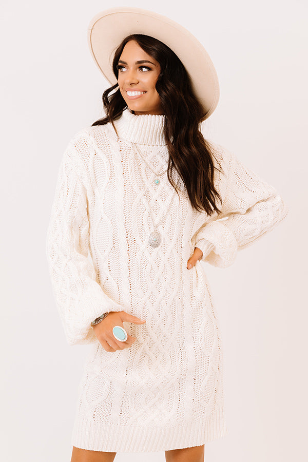 Next Chapter Cable Knit Sweater Dress In White Next Chapter Cable Knit Sweater Dress In White