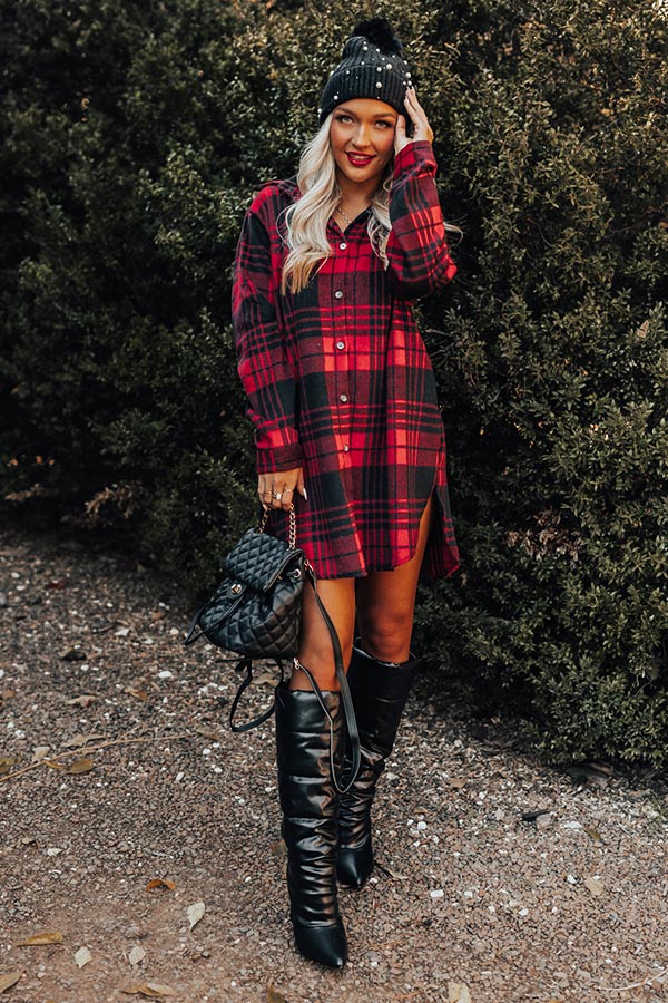 Peppermint Kisses Flannel Tunic Dress in Red Peppermint Kisses Flannel Tunic Dress in Red