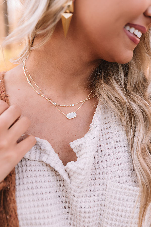 Collana Kendra Scott Elisa Con Ciondolo In Drusy Bianco Iridescente – Tono Canna Di Fucile, 17 Pollici - Foto 3