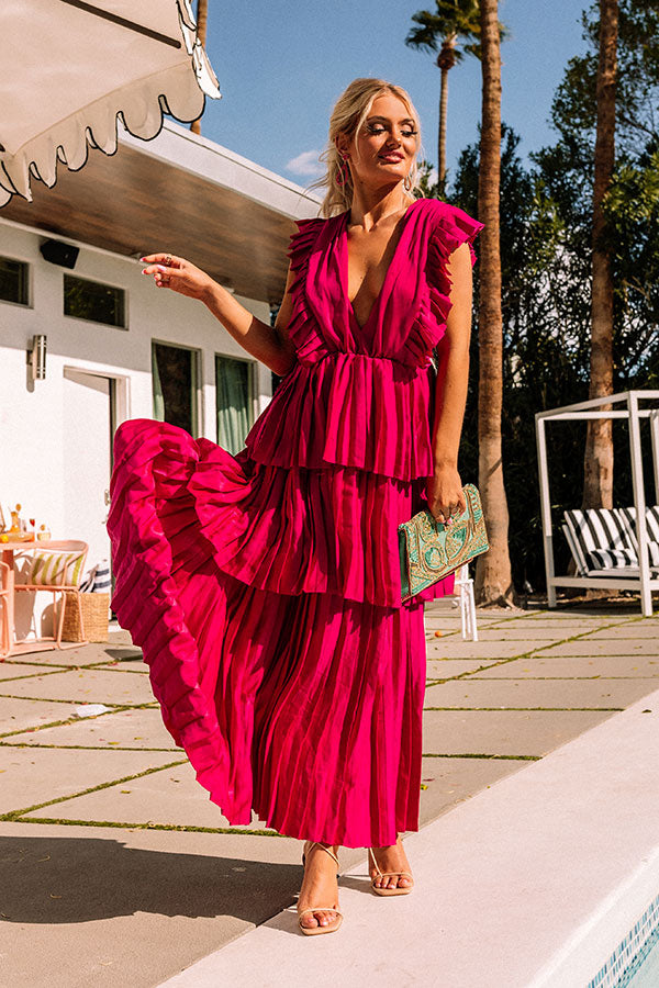 Seeking Champagne Pleated Maxi Dress in Fuchsia Impressions Online Boutique Seeking Champagne Pleated Maxi Dress in Fuchsia Impressions Online Boutique