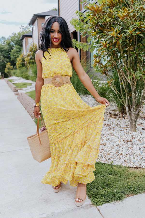 yellow floral flowy dress Aubrey Yellow Floral Flutter Sleeve Dress Be You Boutique