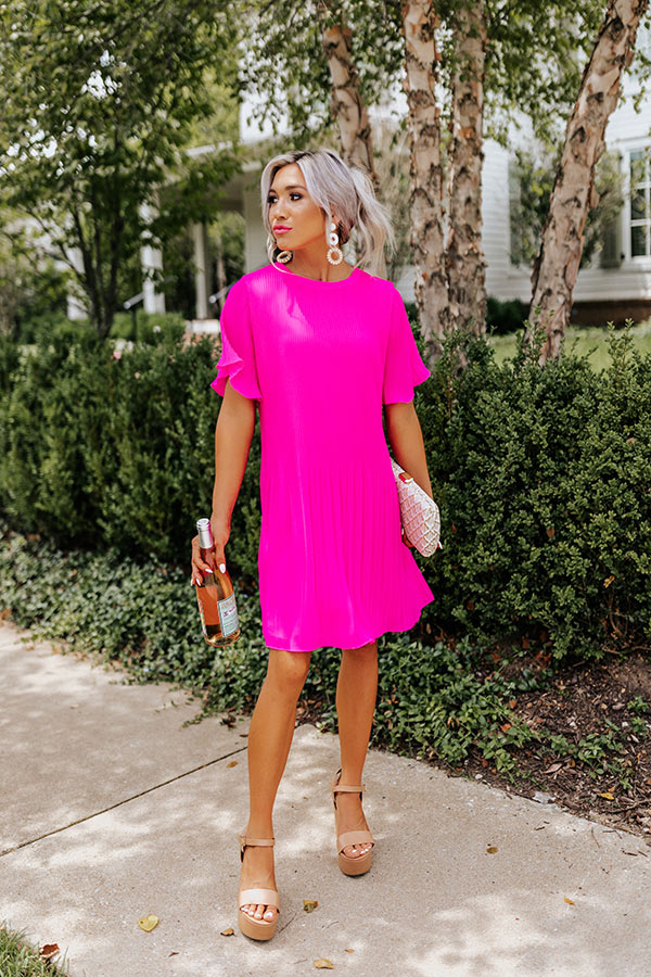 pleated hot pink dress Hot Pink Pleats Dress