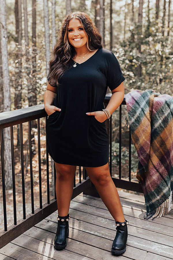 In Real Time T-Shirt Dress In Black Curves In Real Time T-Shirt Dress In Black Curves