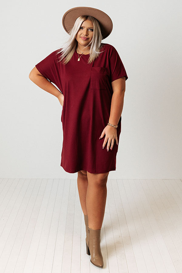 Seasonal Rhythm T-Shirt Dress In Wine Curves – Impressions Online Boutique