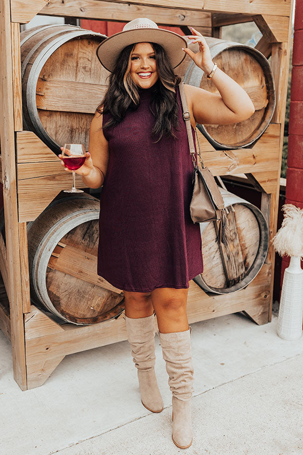 Vermont Wishes Knit Shift Dress In Wine Curves