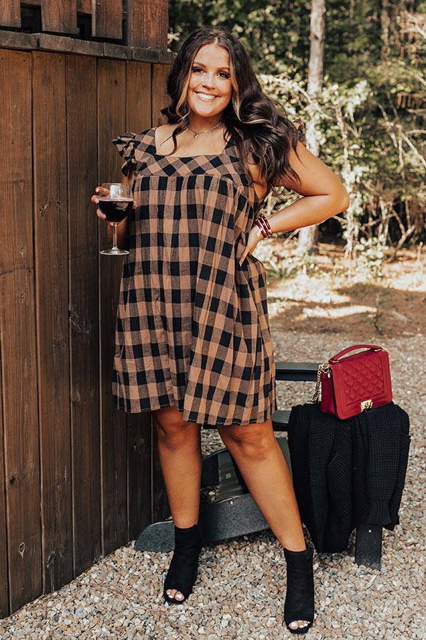 Trend Forecast Gingham Dress In Brown Curves Trend Forecast Gingham Dress In Brown Curves