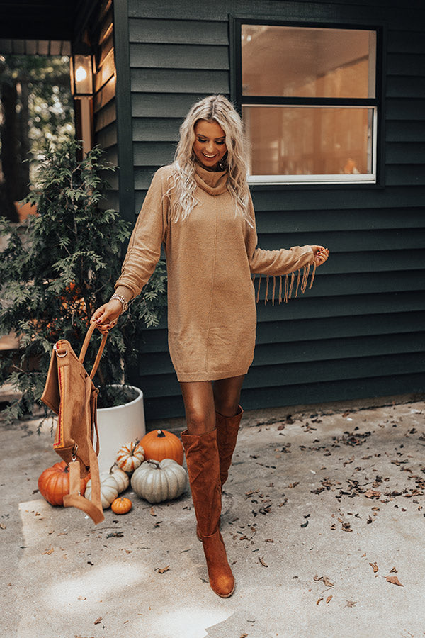 Corn Maze Sweater Dress In Camel Corn Maze Sweater Dress In Camel