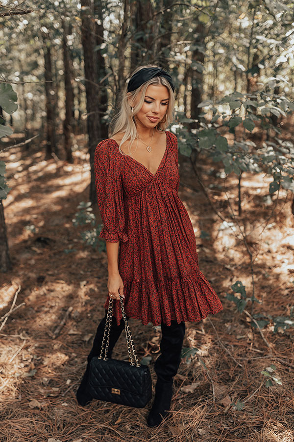 Lovely Rose Babydoll Dress In Aurora Red Lovely Rose Babydoll Dress In Aurora Red
