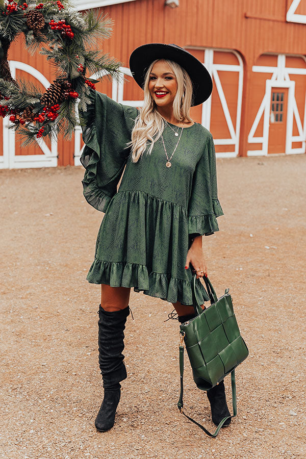 Chic Sweetheart Snake Print Shift Dress in Hunter Green Chic Sweetheart Snake Print Shift Dress in Hunter Green
