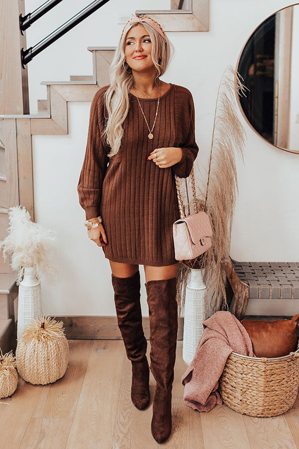 Deer Valley Resort Sweater Dress In Chocolate Deer Valley Resort Sweater Dress In Chocolate