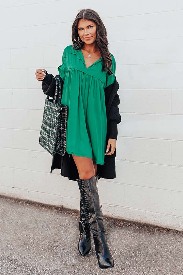 Style Code Babydoll Dress in Emerald Style Code Babydoll Dress in Emerald