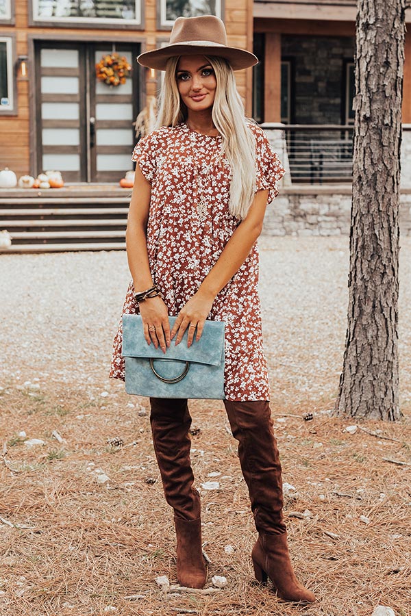 Thankful Babe Floral Shift Dress In Rust Thankful Babe Floral Shift Dress In Rust